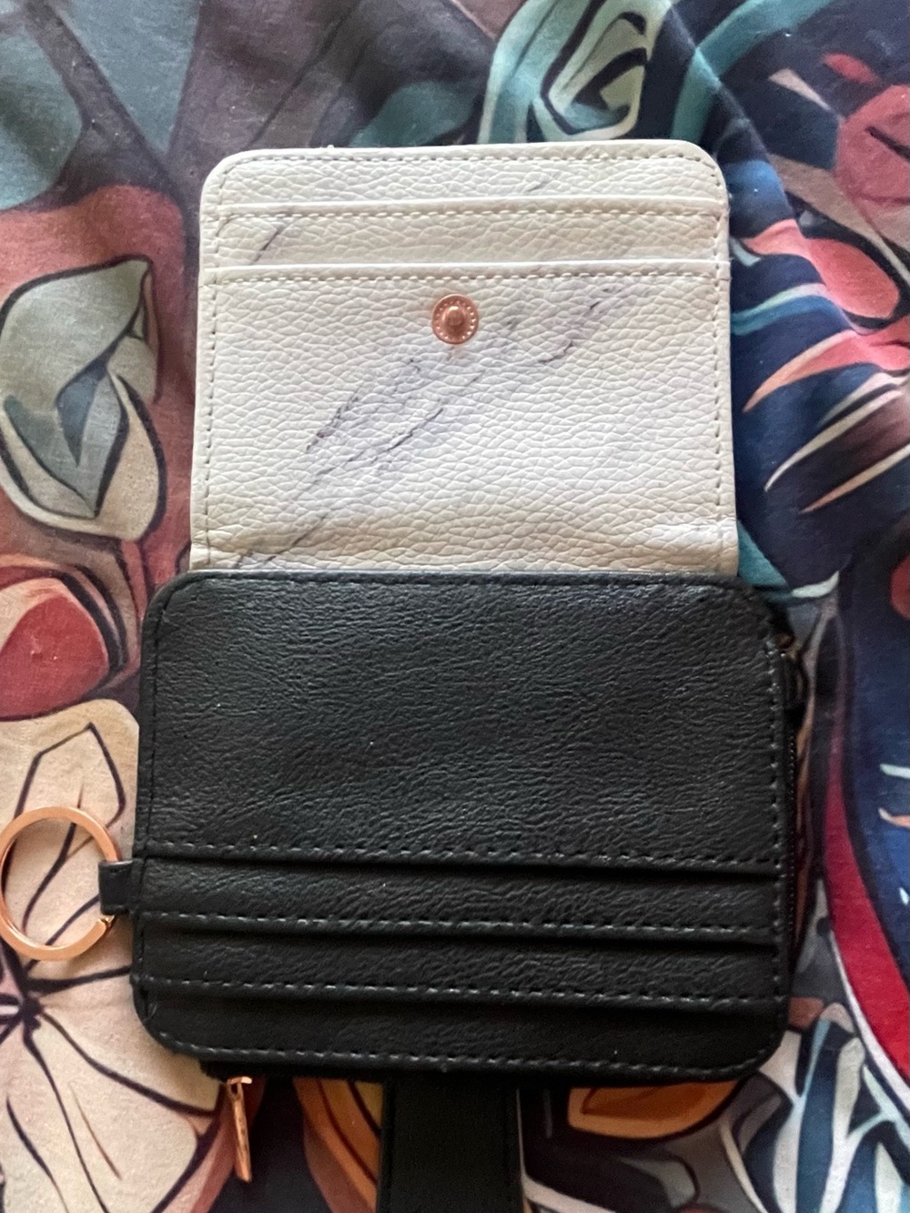 Two-Tone Compact Card Wallet in Black and White